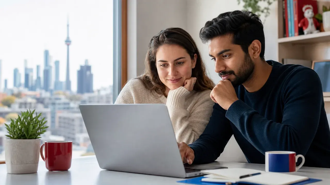 French-speaking immigration candidates reviewing their Express Entry results in Toronto